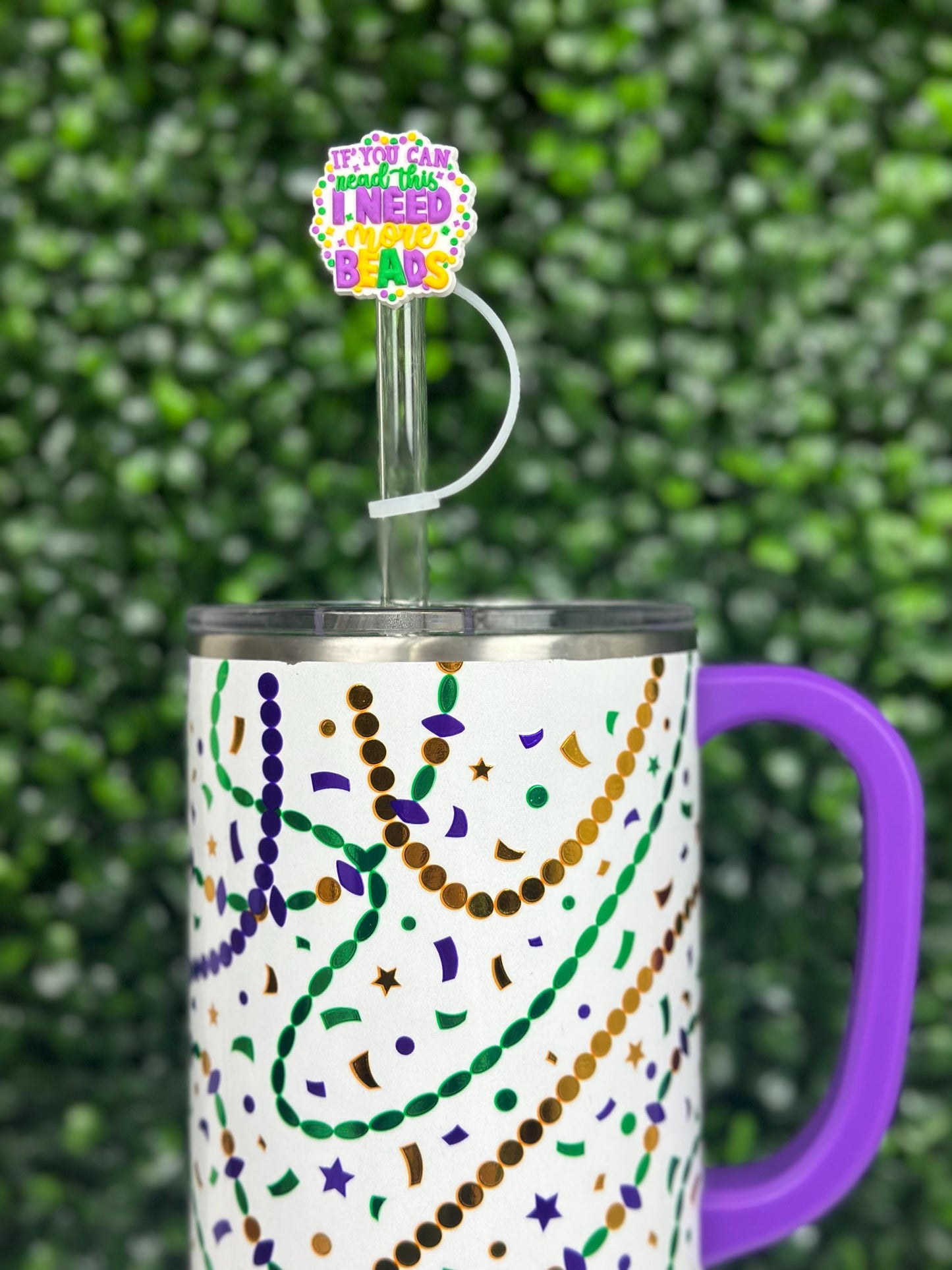 If You Can Read This I Need More Beads Mardi Gras Straw Topper