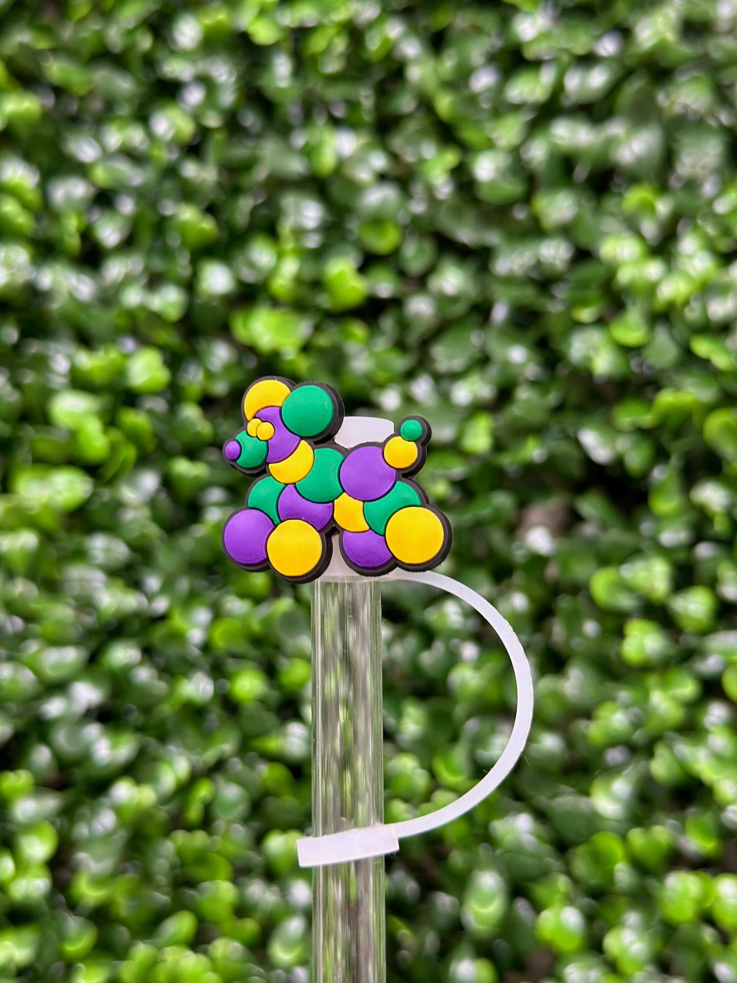 Mardi Gras Bead Dog Straw Topper