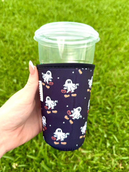 Disney Halloween White Ghost With Pumpkin Medium Cup Sleeve