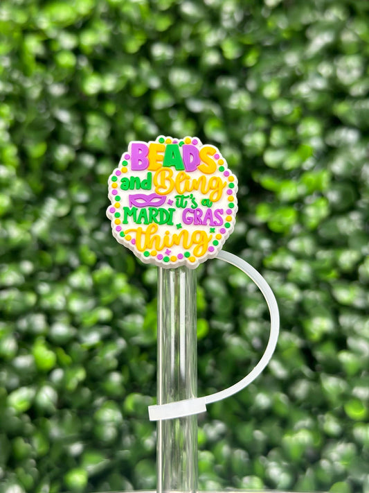 Beads and Bling It’s Mardi Gras Straw Topper