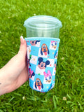 Fab 5 Blue Neon Checker Medium Cup Sleeve