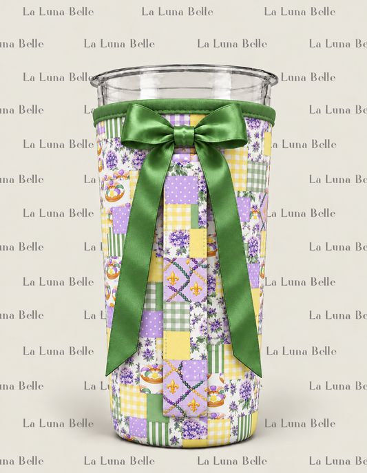 Pre Order: Mardi Gras Patchwork Large Cup Sleeve