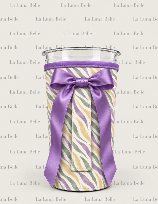 Pre Order: Mardi Gras Zebra Large Cup Sleeve