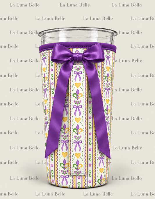 Pre Order: Mardi Gras Stripe Large Cup Sleeve