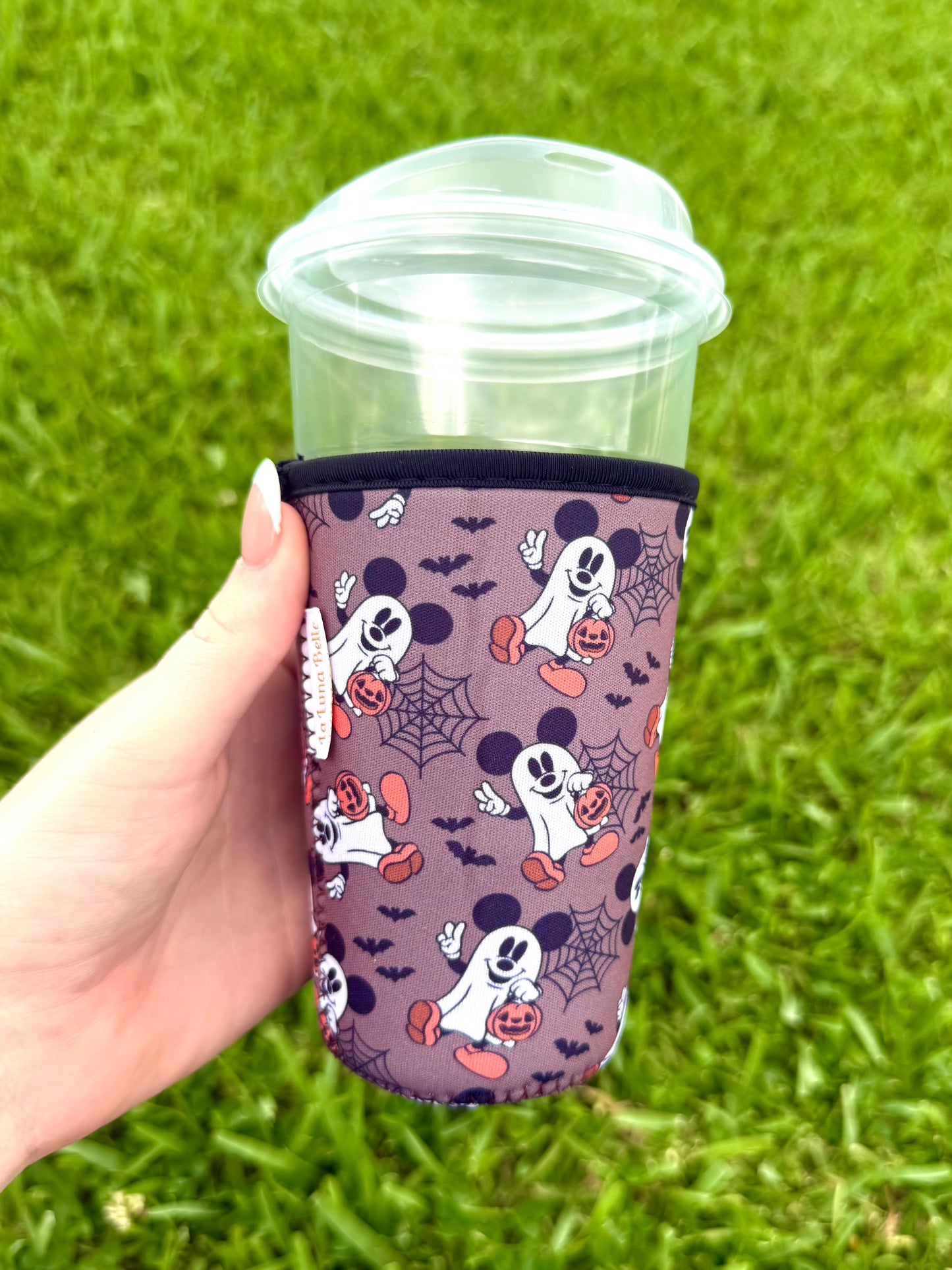 Disney Halloween Mickey White Ghost With Pumpkin Medium Cup Sleeve
