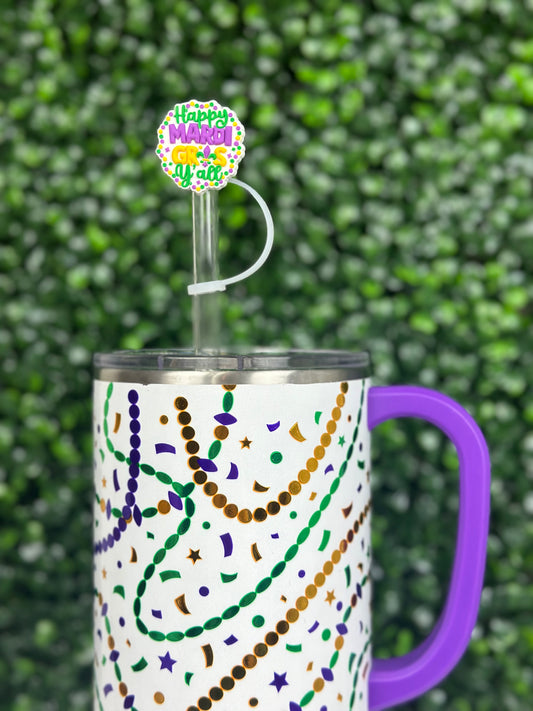 Happy Mardi Gras Y’all Circle Straw Topper (Pre-Order ETA beginning of January)