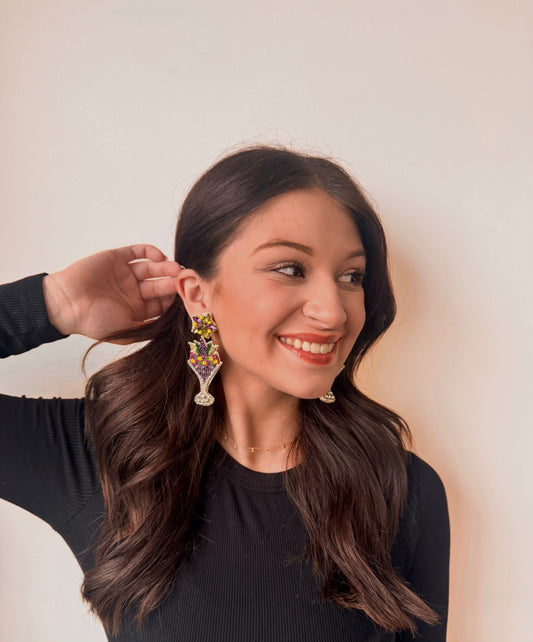 Mardi Gras Martini Earrings