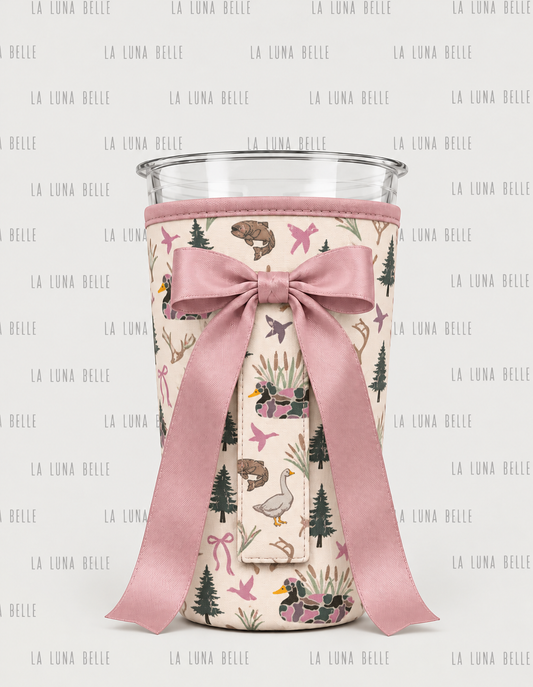 Pre Order: Pink Camo Duck & Dog Large Cup Sleeve