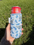 Blue Floral Castle Slim Can Cup Sleeve