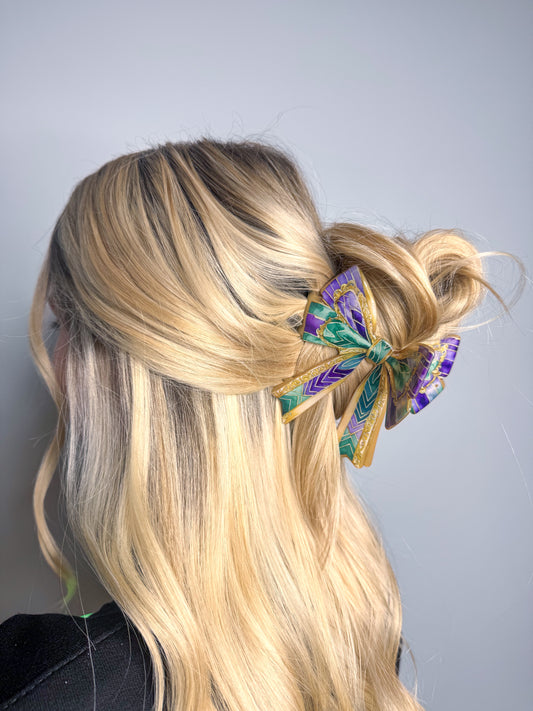 Mardi Gras Bow Claw Clip