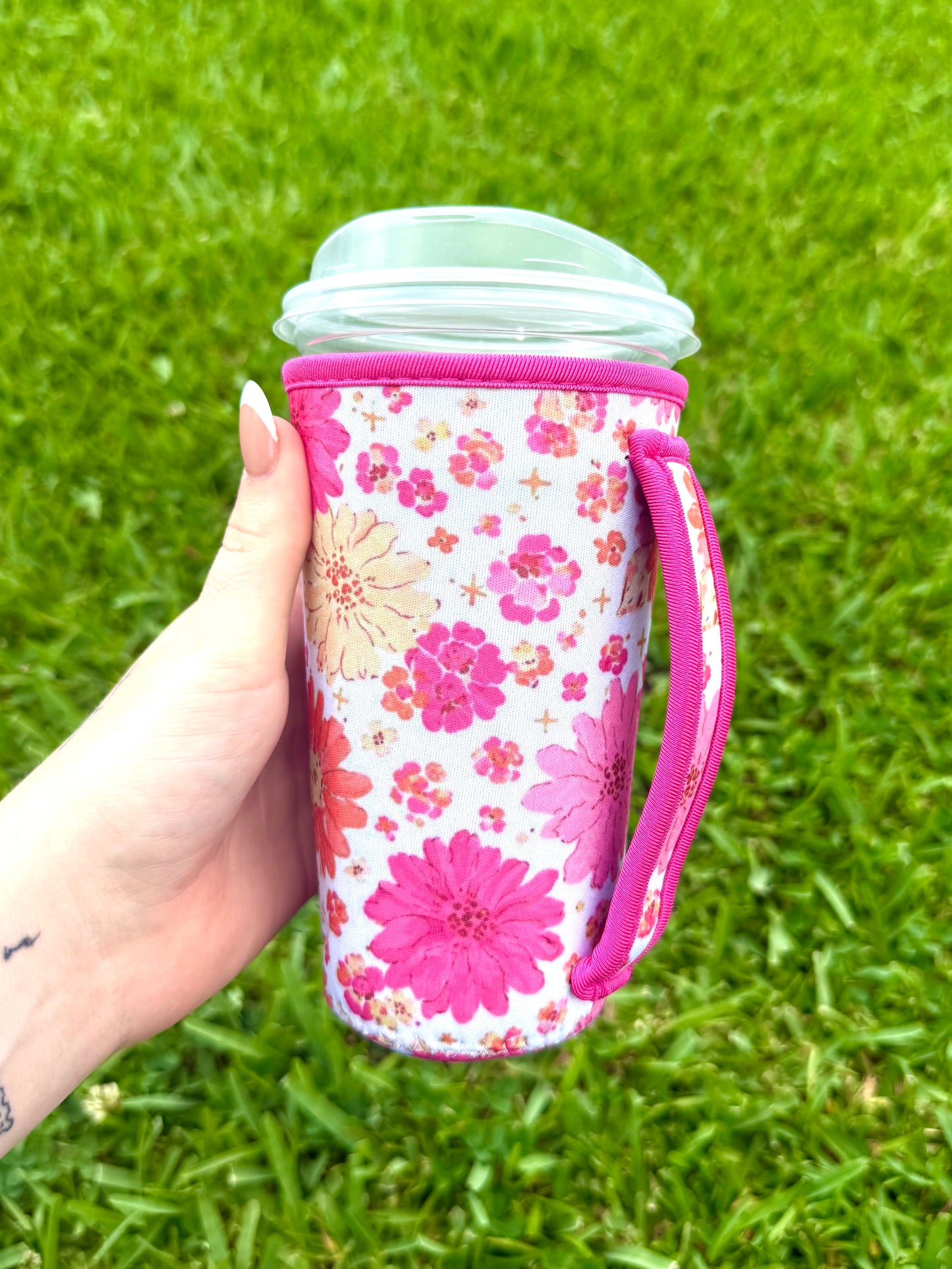 Pink Floral Large W Handle