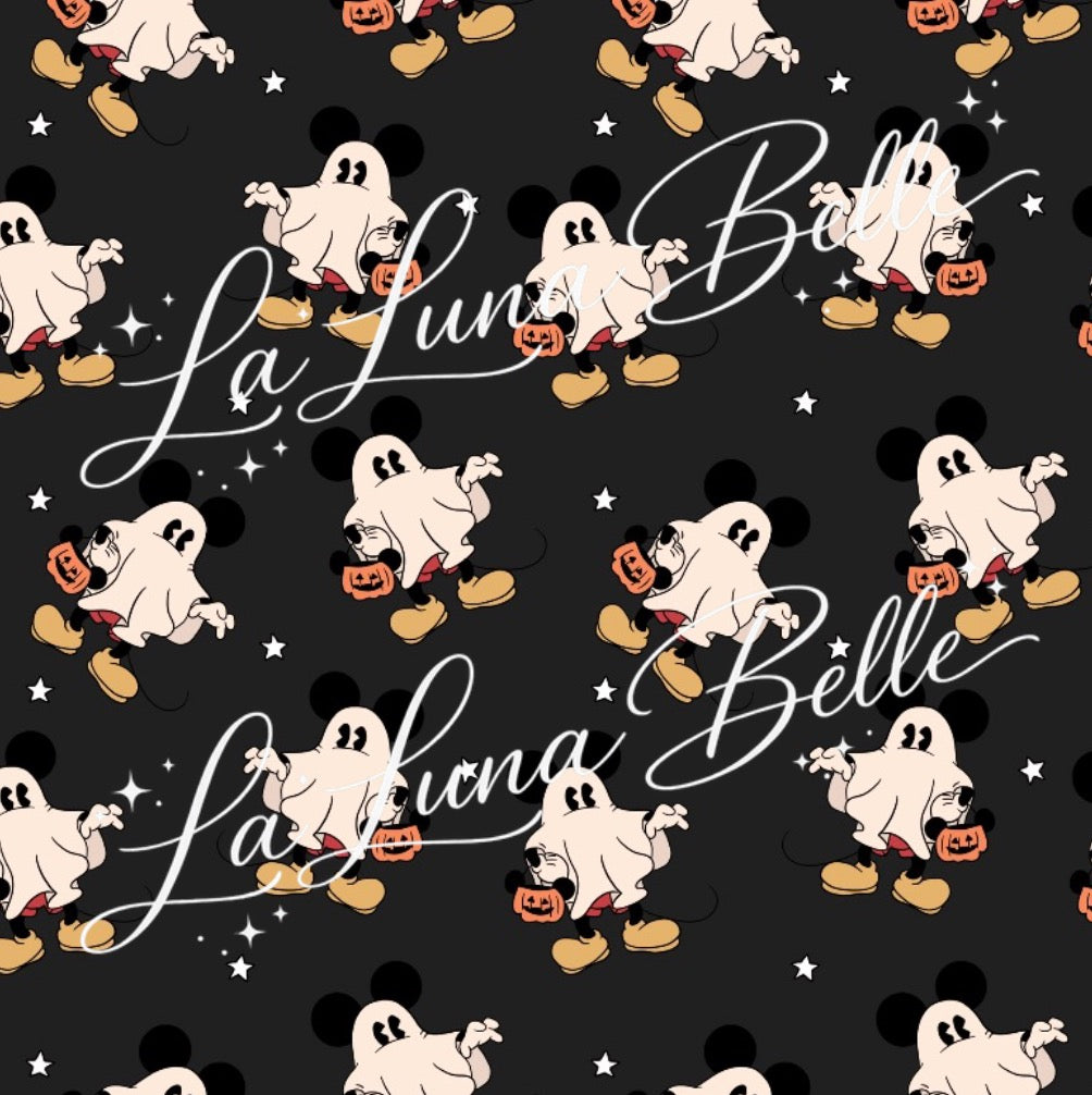 Disney Mickey Ghost W Pumpkin Satin Scrunchie
