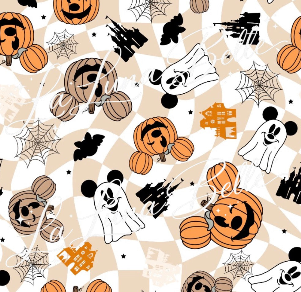Disney Mickey, Pumpkin, & Ghost Satin Scrunchie