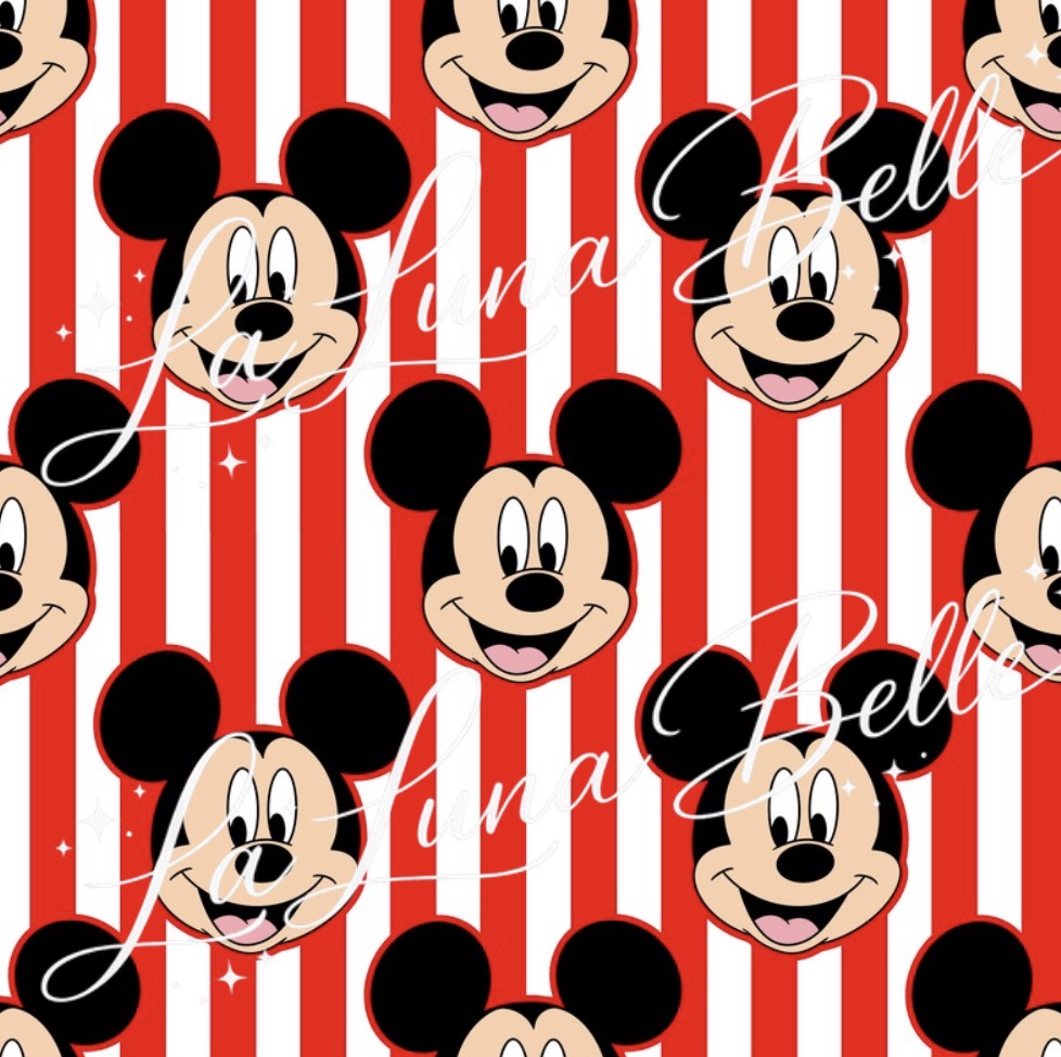 Disney Red Striped Mickey Satin Scrunchie