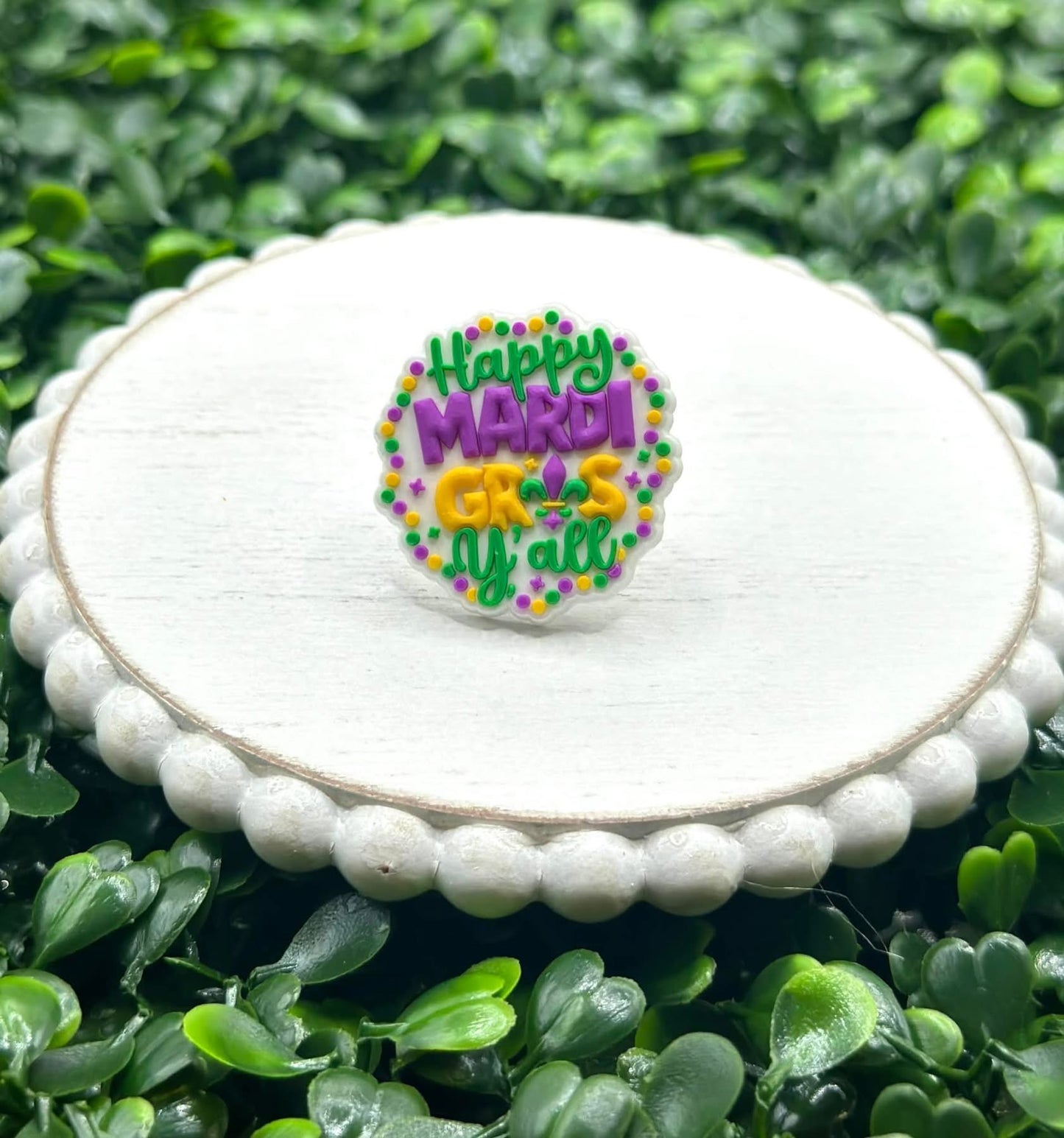 Happy Mardi Gras Y’all Circle Croc Charm(Pre-Order ETA beginning of January)