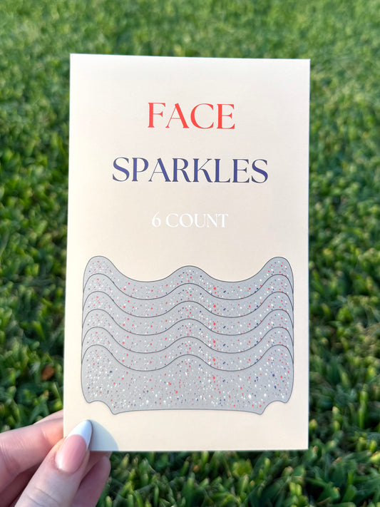 Red, White, and Blue 6pc Face Sparkles | Face Sparkles