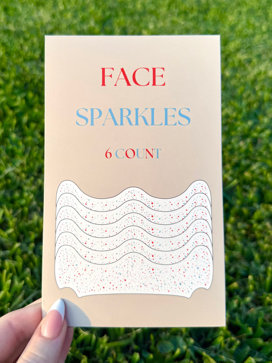 Red and Light Blue 6pc Face Sparkles | Face Sparkles