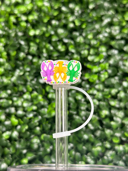 Crawfish Mardi Gras Straw Topper