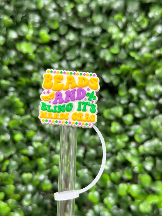 Beads and Bling It’s Mardi Gras Straw Topper
