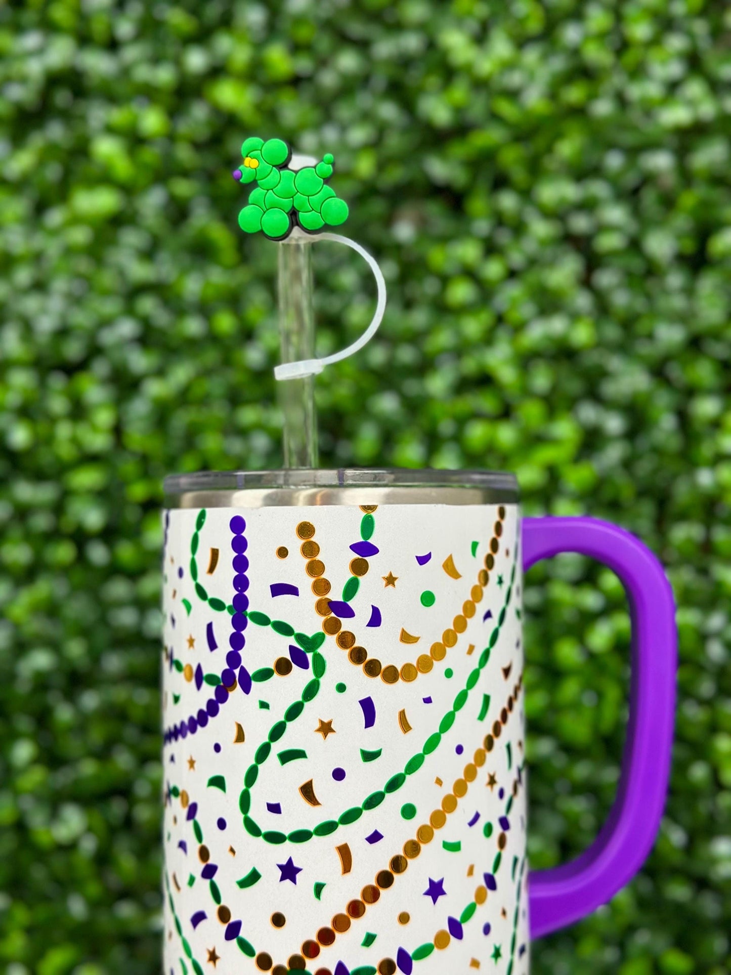 Green Bead Dog Straw Topper