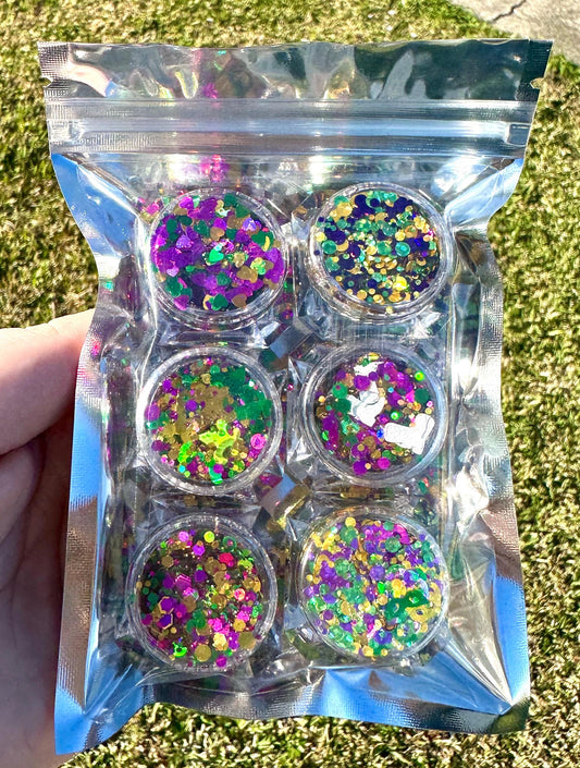 Organic Mardi Gras Hair/Body/Face Glitter Sample Pack