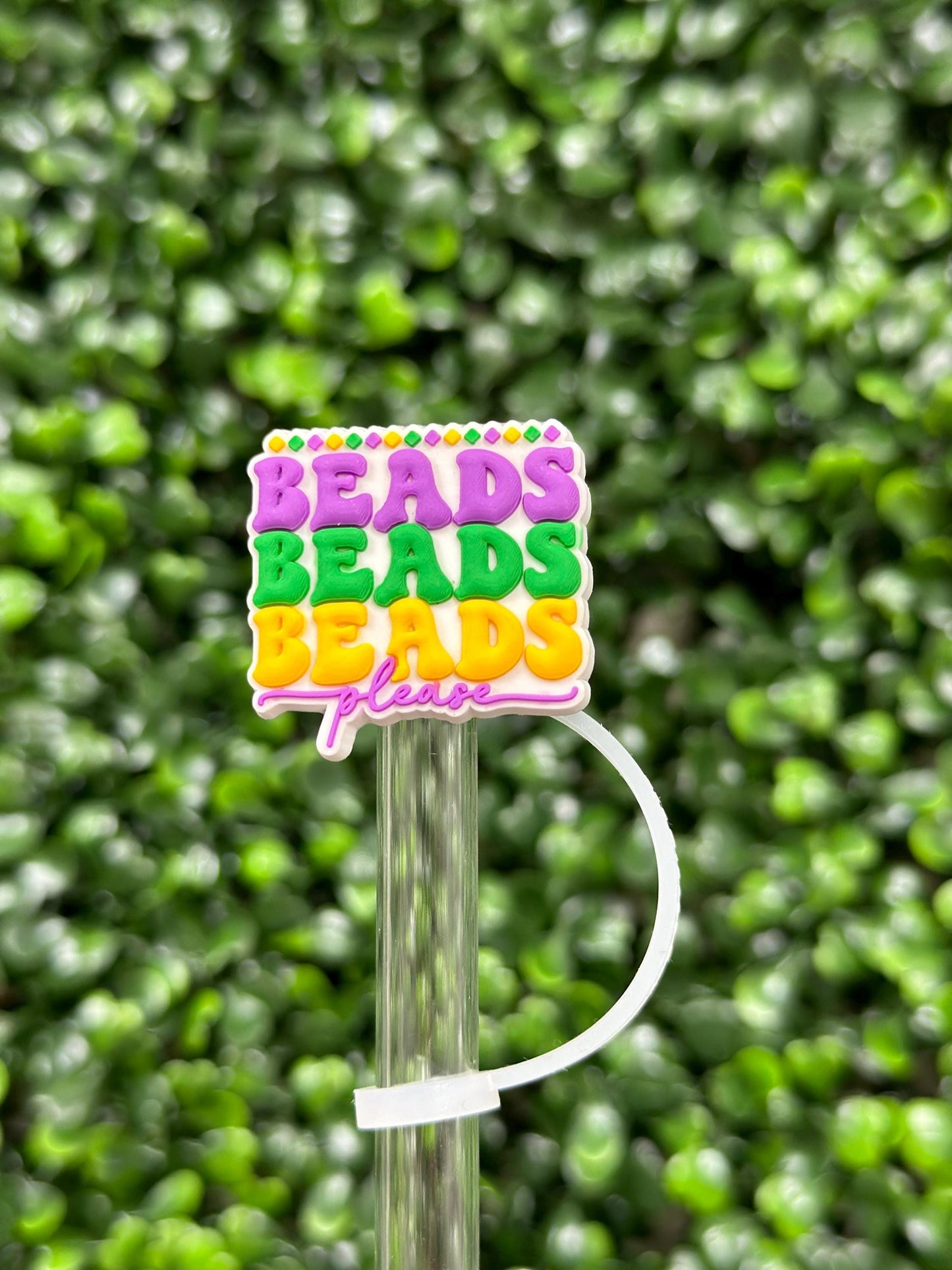 Beads Please Mardi Gras Straw Topper