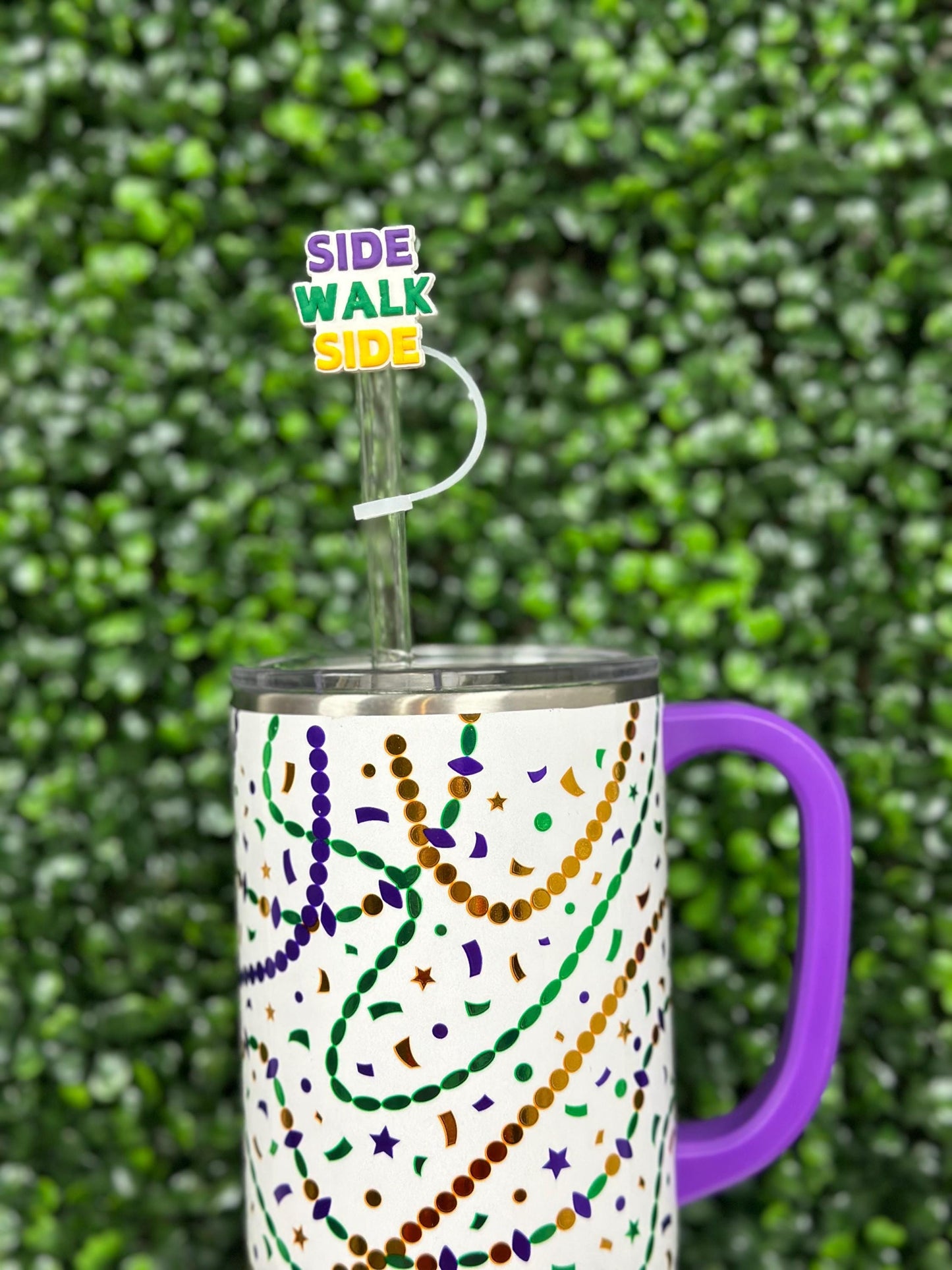 Neutral Ground Side Mardi Gras Straw Topper