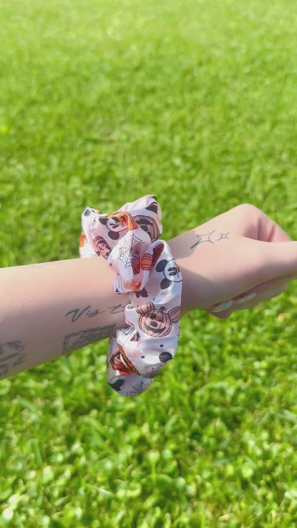 Disney Mickey, Pumpkin, & Ghost Satin Scrunchie